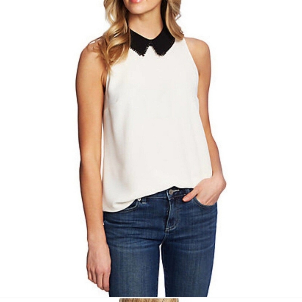 Cece Women's  Sleevles White Top Size Medium
